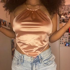 Satin triangle top